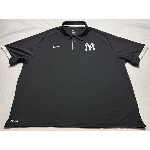 New York Yankees Nike Dri Fit Polo Shirt Mens XXL Black White MLB Baseball *READ - Picture 6 of 12